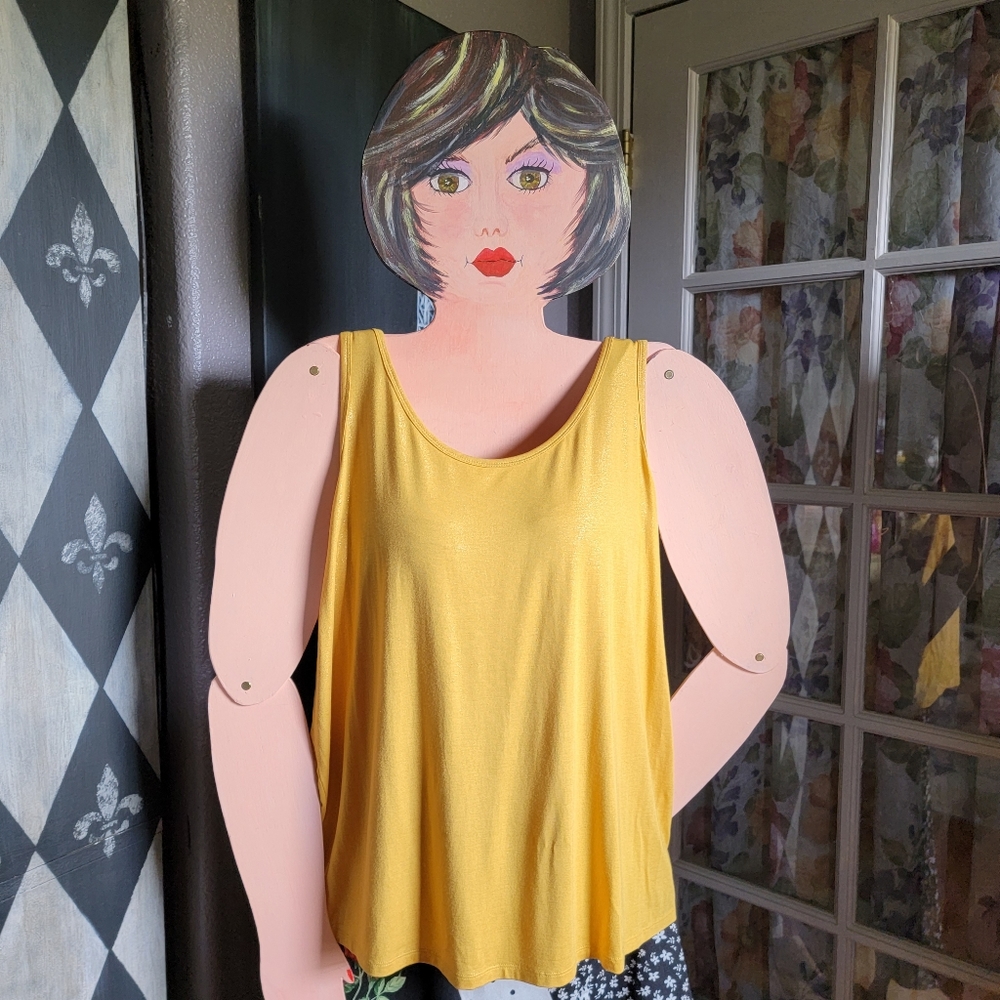 LANE BRYANT GOLD SHIMMER TANK S- 18/20